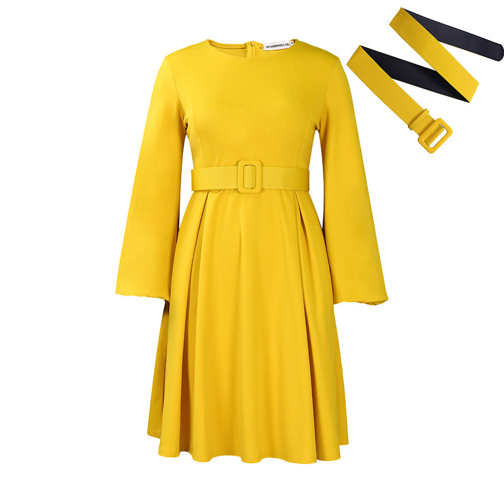 Women Dress Autumn and Winter Long Sleeve Elegant round Neck